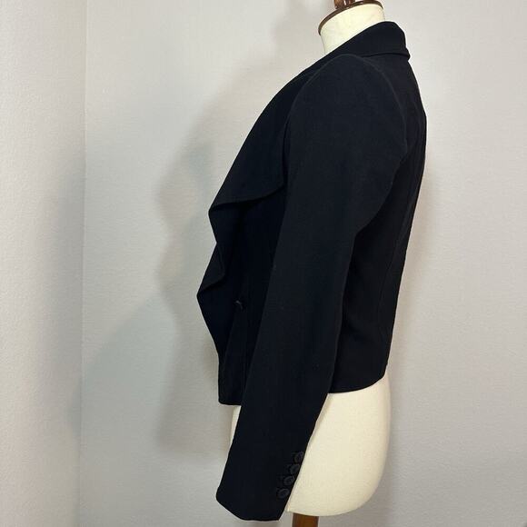 HELMUT LANG Blazer XS Black Tux Cropped Hidden Button Closure Asymmetric Career - Picture 7 of 12